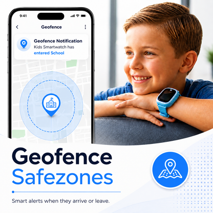 EmojiKidz kids GPS smartwatch with geofence safe zone alerts for school and location tracking
