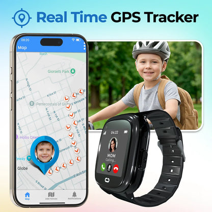 Emojikidz kids smartwatch with real-time GPS tracking and live child location monitoring through parental app