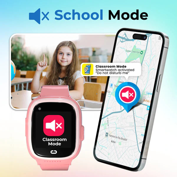 Emojikidz kids smartwatch classroom mode feature with school silence controls and parental app monitoring