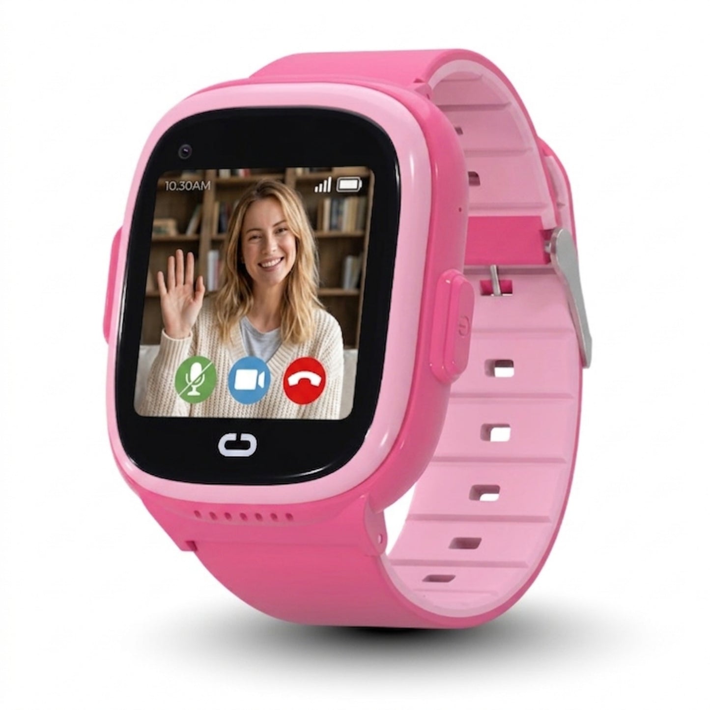 Pink EmojiKidz Model M kids smartwatch with video calling and parent communication features.