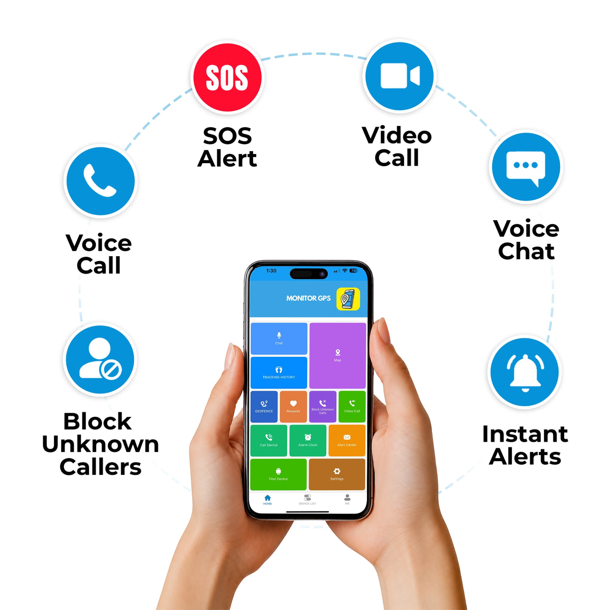 Black EmojiKidz Model T kids smartwatch parental control app with SOS alerts, video and voice calling, approved contacts and instant safety notifications