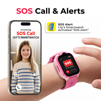 Pink EmojiKidz Model T kids emergency GPS watch with SOS calling, instant parent notifi cations and live location alerts for added child safety
