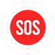 Instant one-press SOS emergency alert button icon, built to trigger location updates and automatic parent calling on the watch.