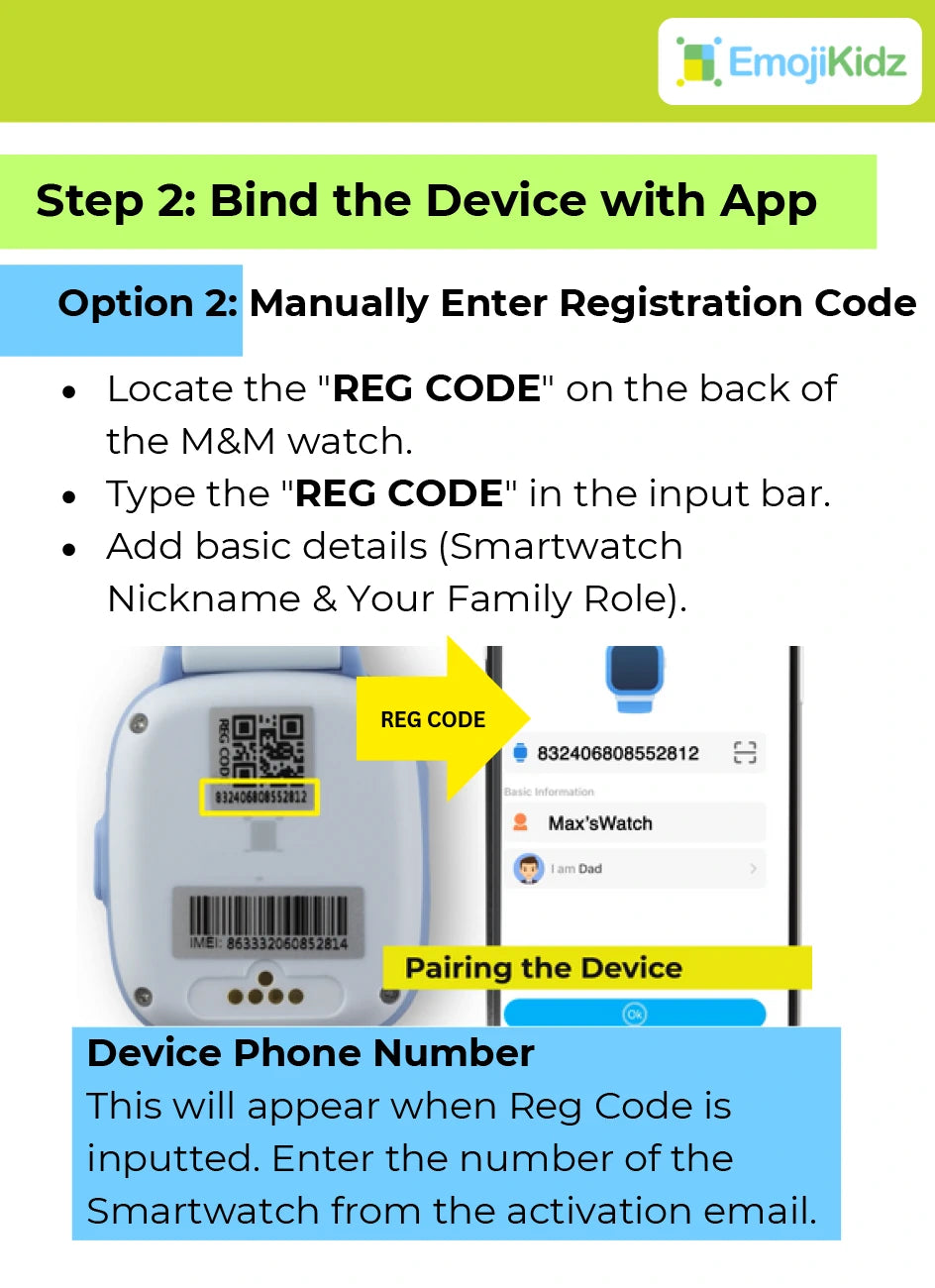 Model M manual smartwatch registration code setup