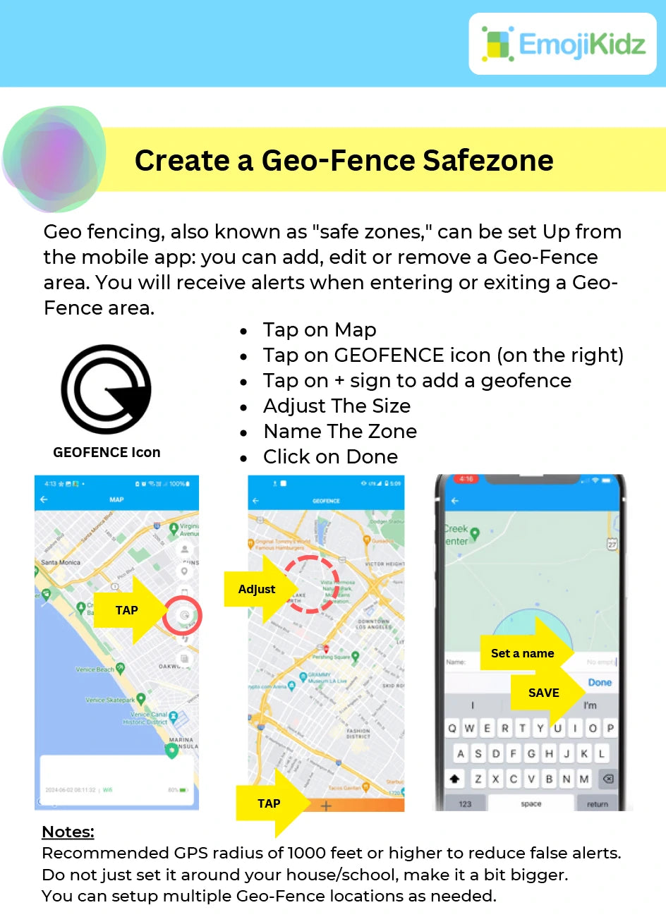 Model M geofence safe zone setup instructions