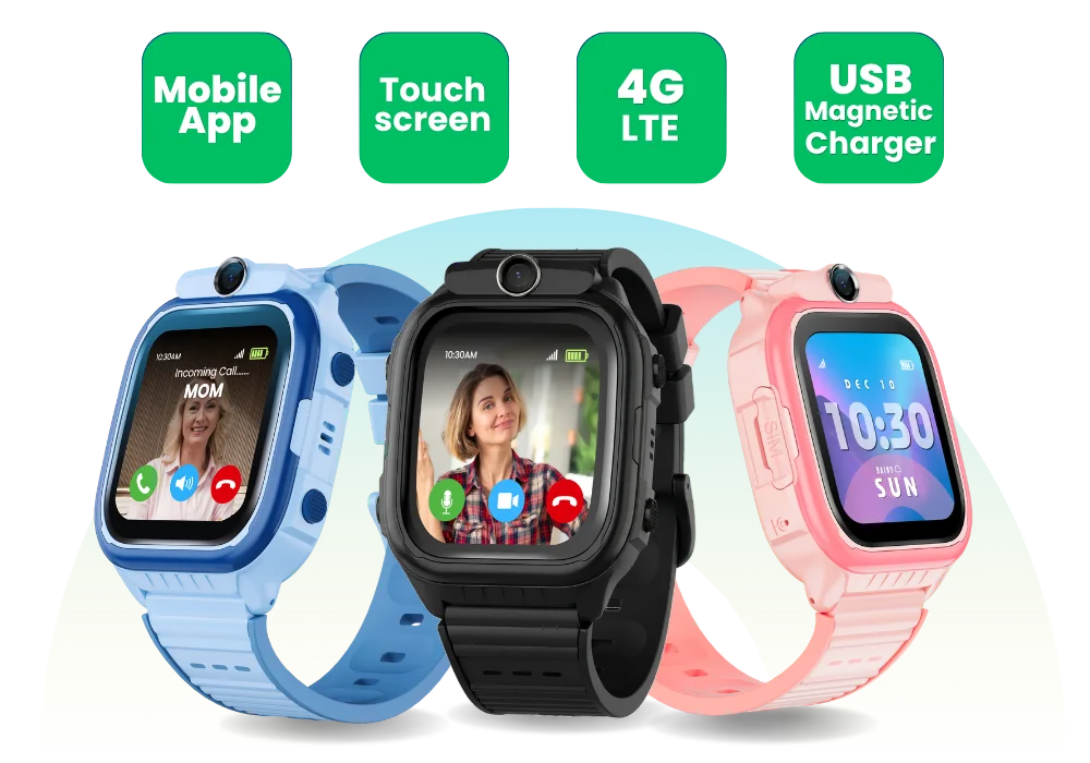 Model R kids GPS smartwatch safe cellphone alternative with 4G calling, parental controls, and live tracking