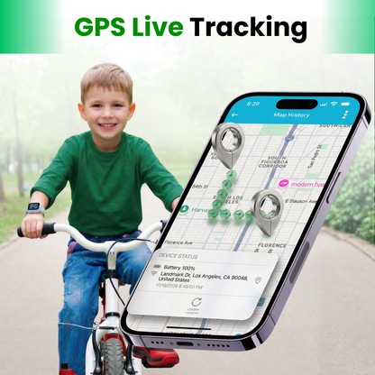 Model T live GPS tracking kids smartwatch with real-time child location monitoring and travel history mapping