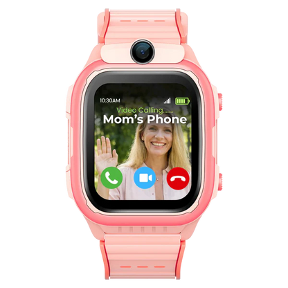Pink kids GPS smartwatch with video calling, parental controls, SOS alerts, and safe communication for children