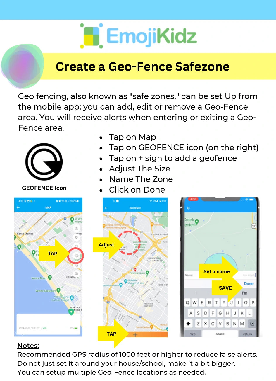 Model T geofence safe zone setup guide