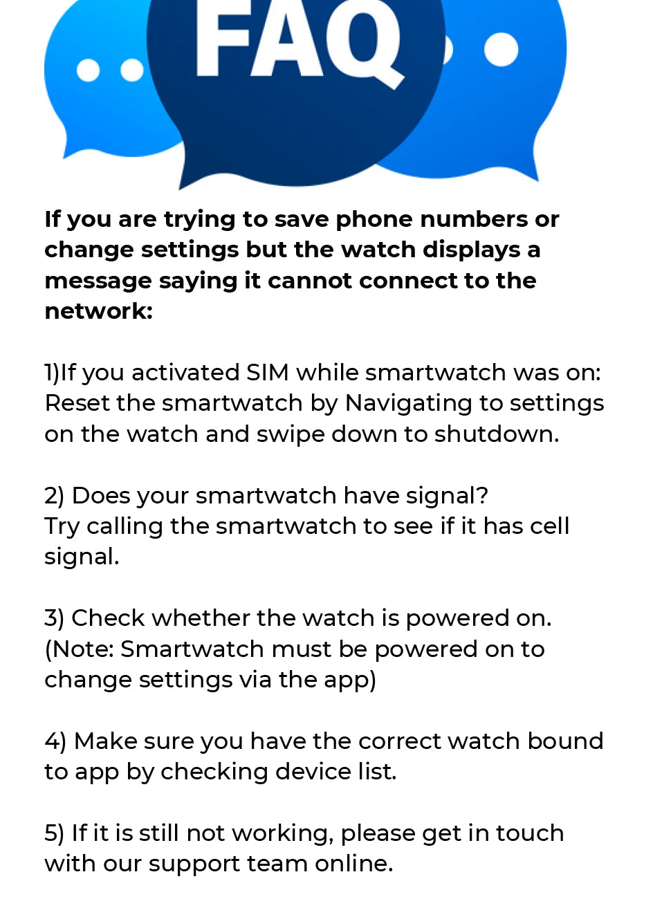 Model T smartwatch frequently asked questions
