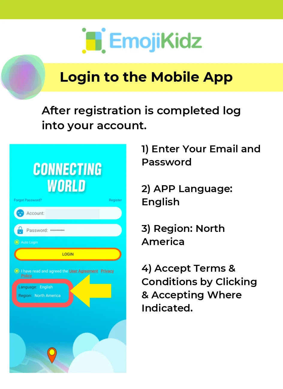 Model T mobile app login instructions