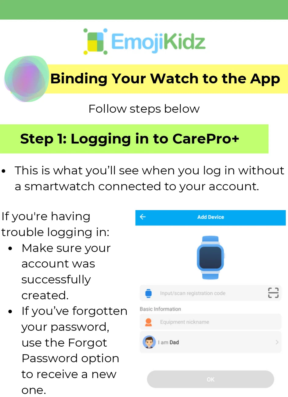 Model T smartwatch app setup steps